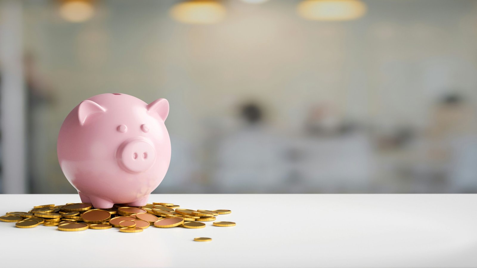 Piggy Bank surrounded by gold coins