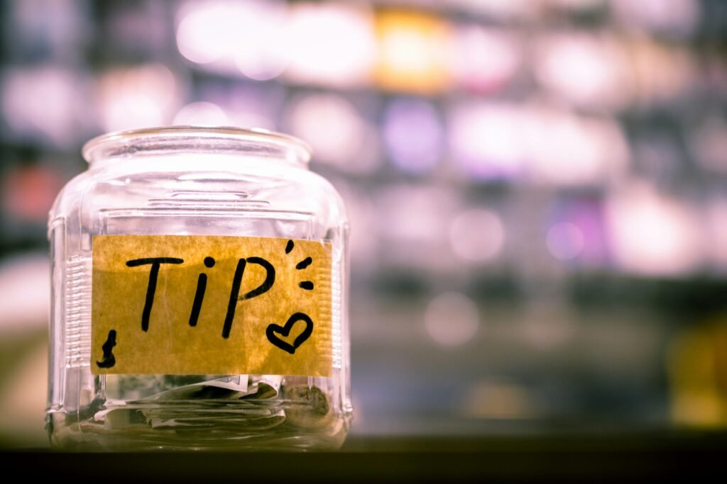 Tip Jar showing the word tip